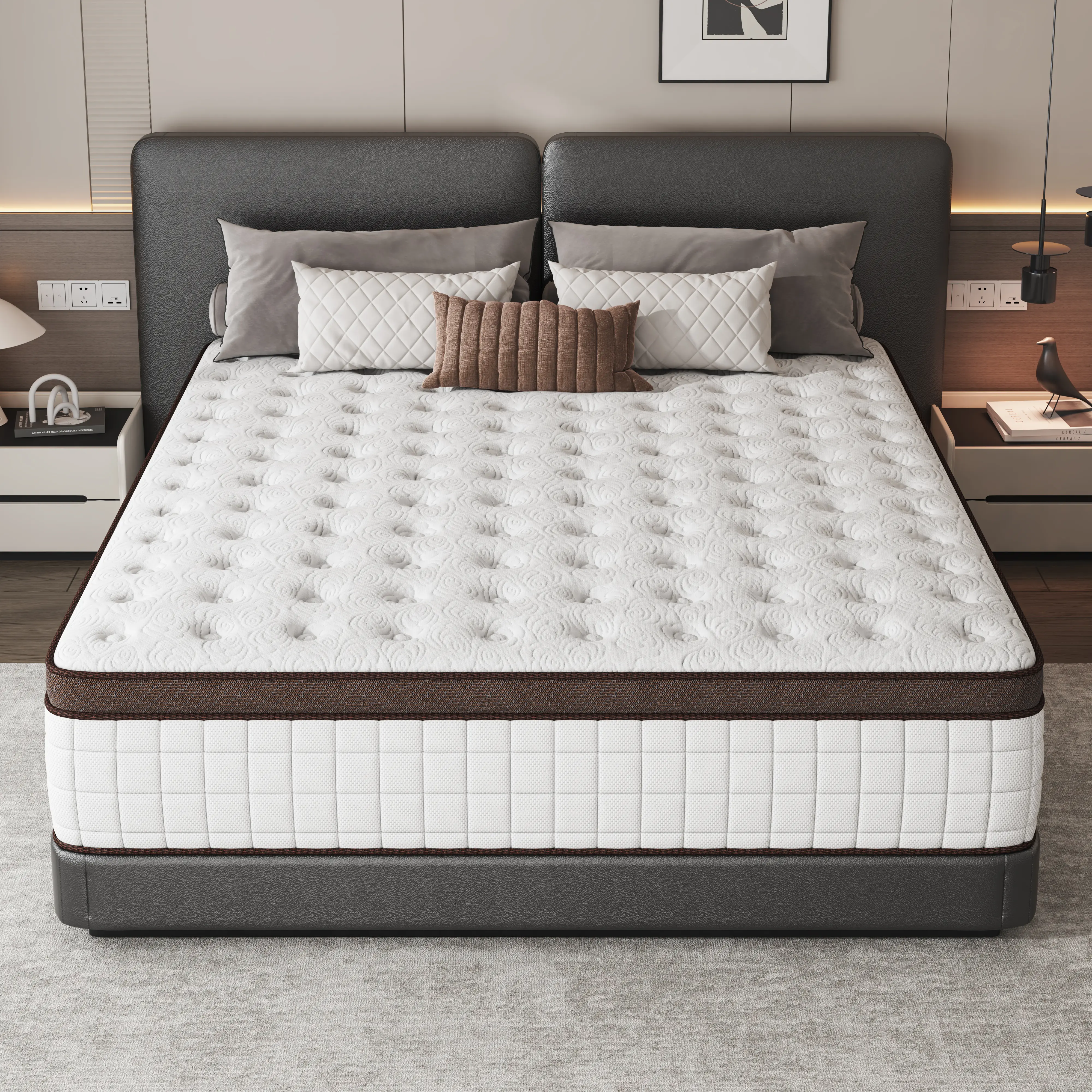 8/10/12/14 Inch Twin, Full, Queen, King Mattress Memory Foam And Spring, Hybrid MattressMedium Firmness, Lumbar Support, For Home Rooms Hotels, Boxed Halloween ChristmasGift Furniture Ergonomic mattress queen size mattress summervibes