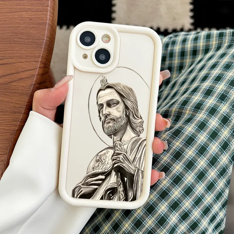San Judas Tadeo Pattern Phone Case, Soft Silicone, Fully Protected and Shockproof For iPhone 17 16 15 Pro Max 14 13 12 11 X Plus Mini 17e Cover Protective