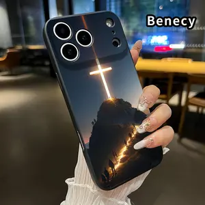 Straight Edge Phone Case for iPhone 17 15 16 14 Pro Max 13 12 11 XR XS Plus Air E  Divine Summit Pattern Shockproof Liquid Silicone TPU Bumper Drop Protection Cover Smartphone Casing