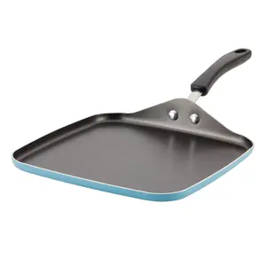 Farberware Cookstart 11-Inch Compact Nonstick Square Griddle - Lightweight Aluminum, DiamondMax Ceramic Coated Kitchen Cookware for Pancakes, Burgers