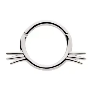 Cat with Whiskers Hinged Segment Ring - 316L Stainless Steel