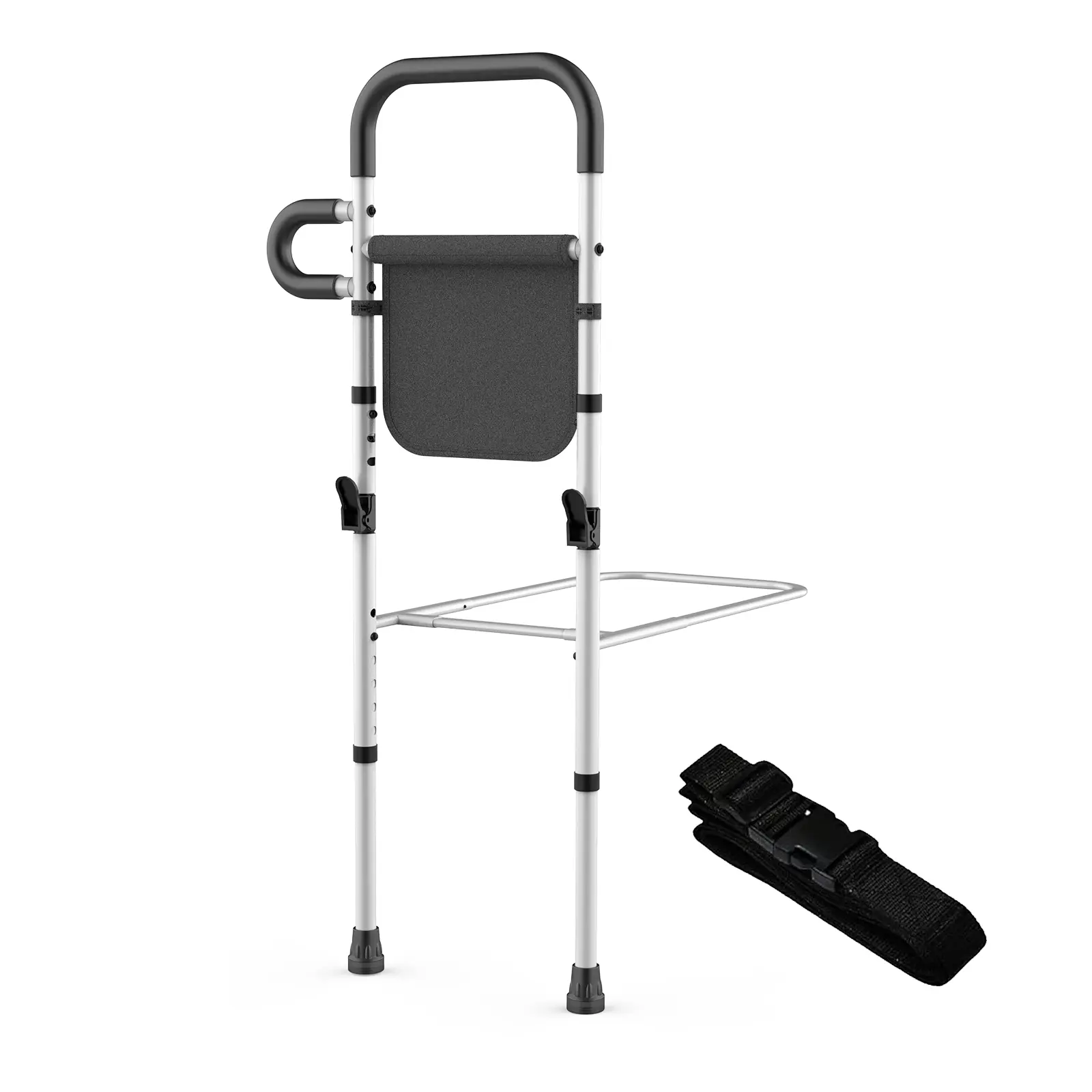 ZEX014-V3 Bed Guard Rail for Elderly Adults - Full-Size Safety Guardrails, Adjustable Cushioned Rails for Flat Surfaces, Portable Bed Cane with Storage Pocket, 330 lbs Capacity, Easy Setup, Bedside Support