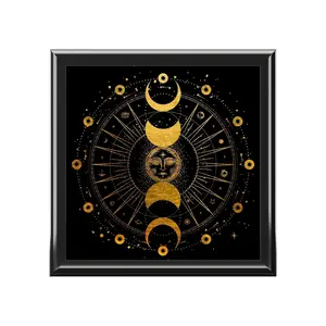 Sun and Moon Tarot Box, Jewelry Box, Moon Phase, Tarot Box, Celestial Gift, Celestial, Birthday Gift, Eclectic, Goth Decor