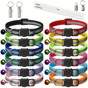 EVEREASY New Collar 12 Pack Reflective-Breakaway Cat Collars with Bells, Safety Buckle Kitten Collar, with Name Tag, Adjustable, Ideal for Girl Cats Male Cats, Pet Supplies, Stuff, Accessories Christmas Gift