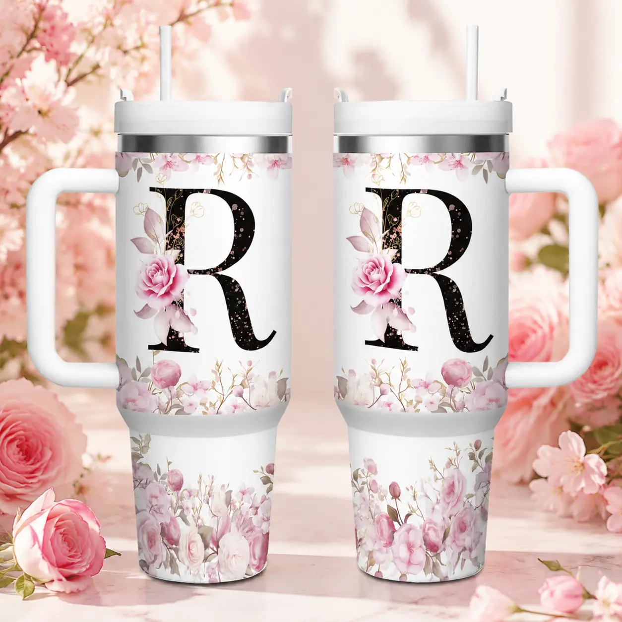 1 Pc 40 Oz Multicolor A-Z Letter Insulated Mug Tumbler Vacuum Flask, Double Wall Stainless Steel, With Lid And Straw, 12h Warm & 24h Ice Retention, Outdoor Cup, Home Decoration, For Home Kitchen Or Office Use, Unique Gift, Insulated Mug Tumbler Vacuum Fla