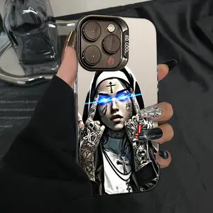 Goth Nun with Glowing Eyes Phone Case - Edgy Cyberpunk Protective Cover For iPhone 17 Pro Max 16 15 14 13 12 PRO PLUS MAX For Samsung galaxy S26 S25 S22 S23 S24 FE ULTRA PLUS EDGE