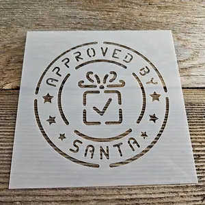 Approved By Santa Stencil Reusable Cookie Decorating Craft Painting Windows Signs Mylar Many Sizes Christmas Winter 5.5"
