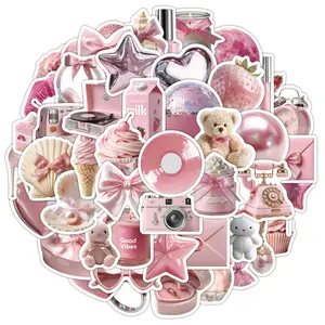50pcs Pink Aesthetics Series Stickers, Office Supplies and Notebook Accessories, Suitable for Scrapbooks, Diaries, Laptops, Water Bottles, Cars, Etc., Based on A Design Inspired By Faith.