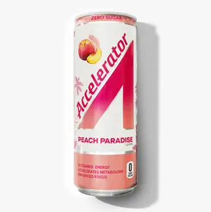 ACCELERATOR PEACH PARADISE 12 ct/12 oz ZERO SUGAR ENERGY DRINK