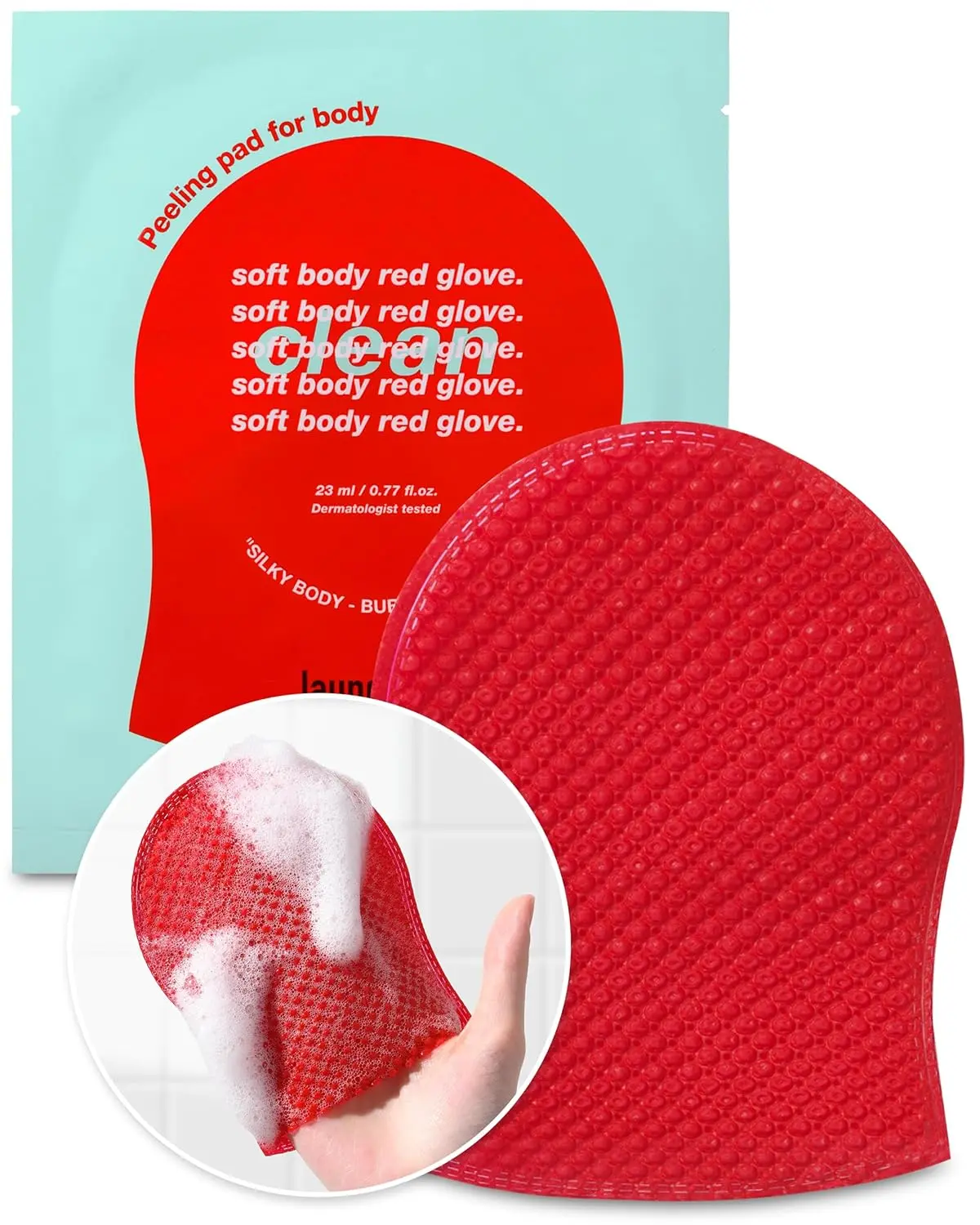 Laundryou Exfoliating Body Glove, Gentle Cleansing Scrub Mitt with Hyaluronic Acid & Papaya Enzyme for Nourishing Care, 5 Pack Korean Bath Accessory for Normal Skin, Accessories, Lightweight, Ha + Papaya Care, Bath Gloves, Daily Use, Combination, Personal
