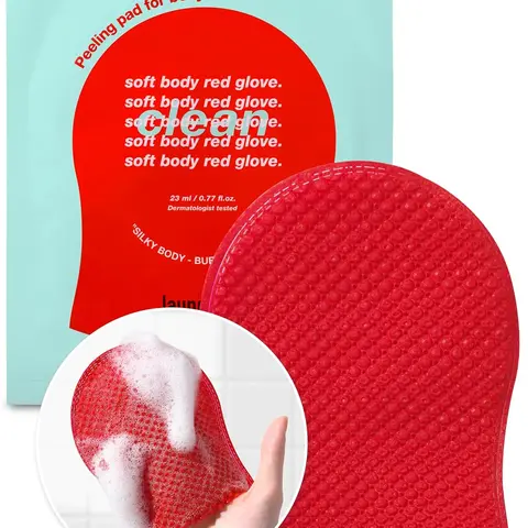 Laundryou 5-Pieces Exfoliating Body Glove Combination - Gentle Cleansing Scrub Mitt with Hyaluronic Acid + Papaya Care, Korean Adult Bath Personal Accessories, Lightweight Daily Use for Normal/Oily Skin, Box Included