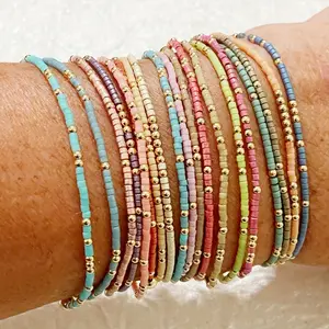19-Piece Boho Style Beaded Bracelet Set - Mixed Glass and Plastic Beads, No Mosaic, Versatile for Daily and Vacation Wear, All-Season Compatible stack Cute Jewelry Jewlery