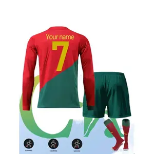 Boys Customizable Soccer Training Jersey Set QuickDry Polyester Top Shorts Loose Fit Personalized Name Number Crew Neck Durable Sportswear Outdoor Wear for Kids Children