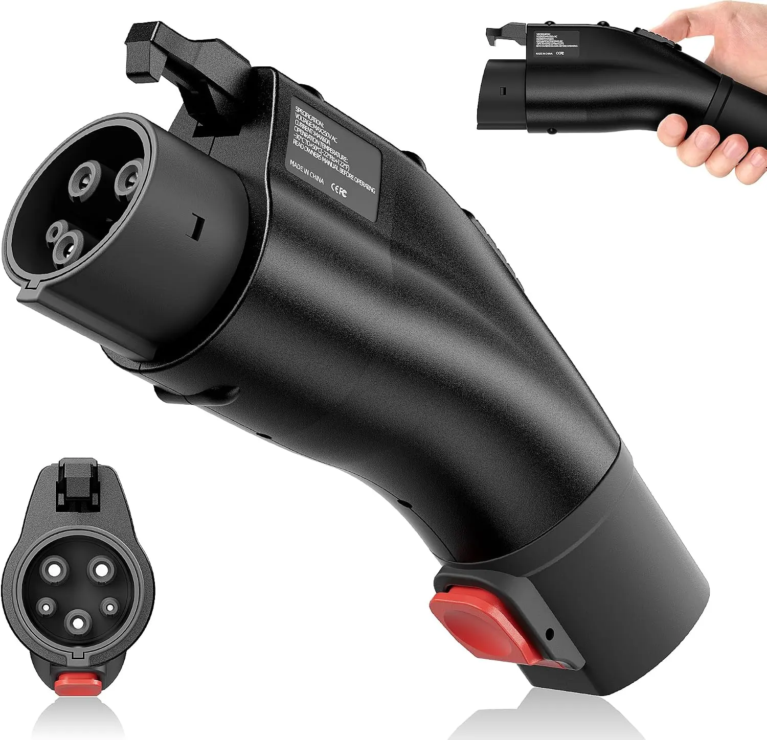 Tesla to J1772 EV Adapter, 60A Output, Waterproof, Compact, Compatible with Tesla Wall & Mobile Charging Devices
