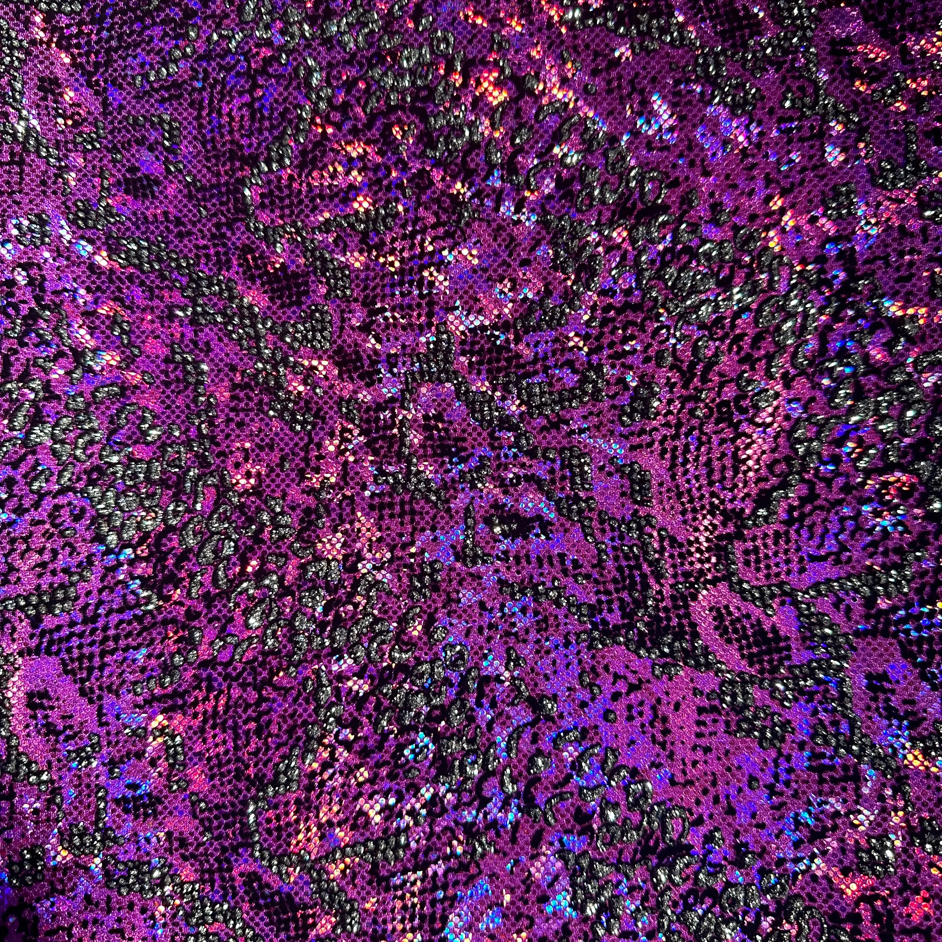 Elite Master Grade Hologram Snake Spandex Fabric with Glitter Accents - Washable Dressmaking Material for Costumes, Athletisure Fashion, Dancers, Creators by Spandex Palace, Animal Print, Fabric By The Yard
