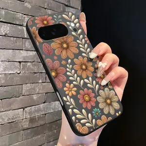 Rounded Edge Phone Case for Google Pixel 10 9 XL 8 7 Pro A  Floral Pattern Full Body Protection Shockproof Soft Liquid Silicone Cover Cellphone Protective