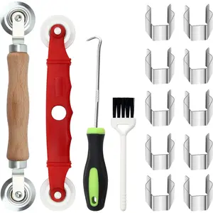 Swiilpo Window Screen Repair Kit Mesh Screen Spline Roller Repair Tools Kit with Screen Installer Clips, Metal and Plastic Spline Fixing Tool Kit for Window ScreenQuesear
