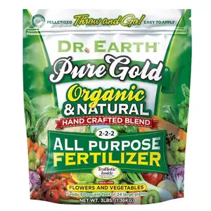 Dr. Earth Pure Gold Organic All Purpose Dry Plant Fertilizer 3 lbs Pelletized 45 sq. ft Coverage for Flowers & Vegetables