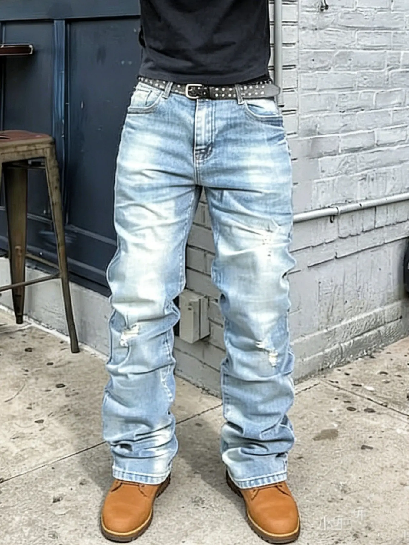 Men's Straight Leg Jeans, Washed Vintage Style, Casual All-Season Wear, Comfortable Fit, Perfect for Daily Use, Men's Fashion