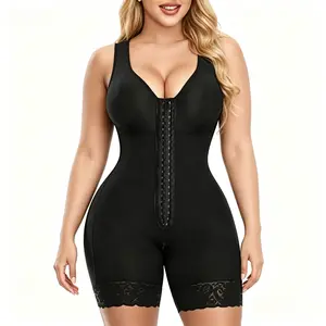 Colombian-Style Women's Shapewear  Butt-Lifting Design  Tummy Control Full  Shaper  Hook Closure  Lace Non-Slip Trim  Bra Pad Pockets Bodysuit  waist trainer body faja sporty slimmer high compression athletic use woman