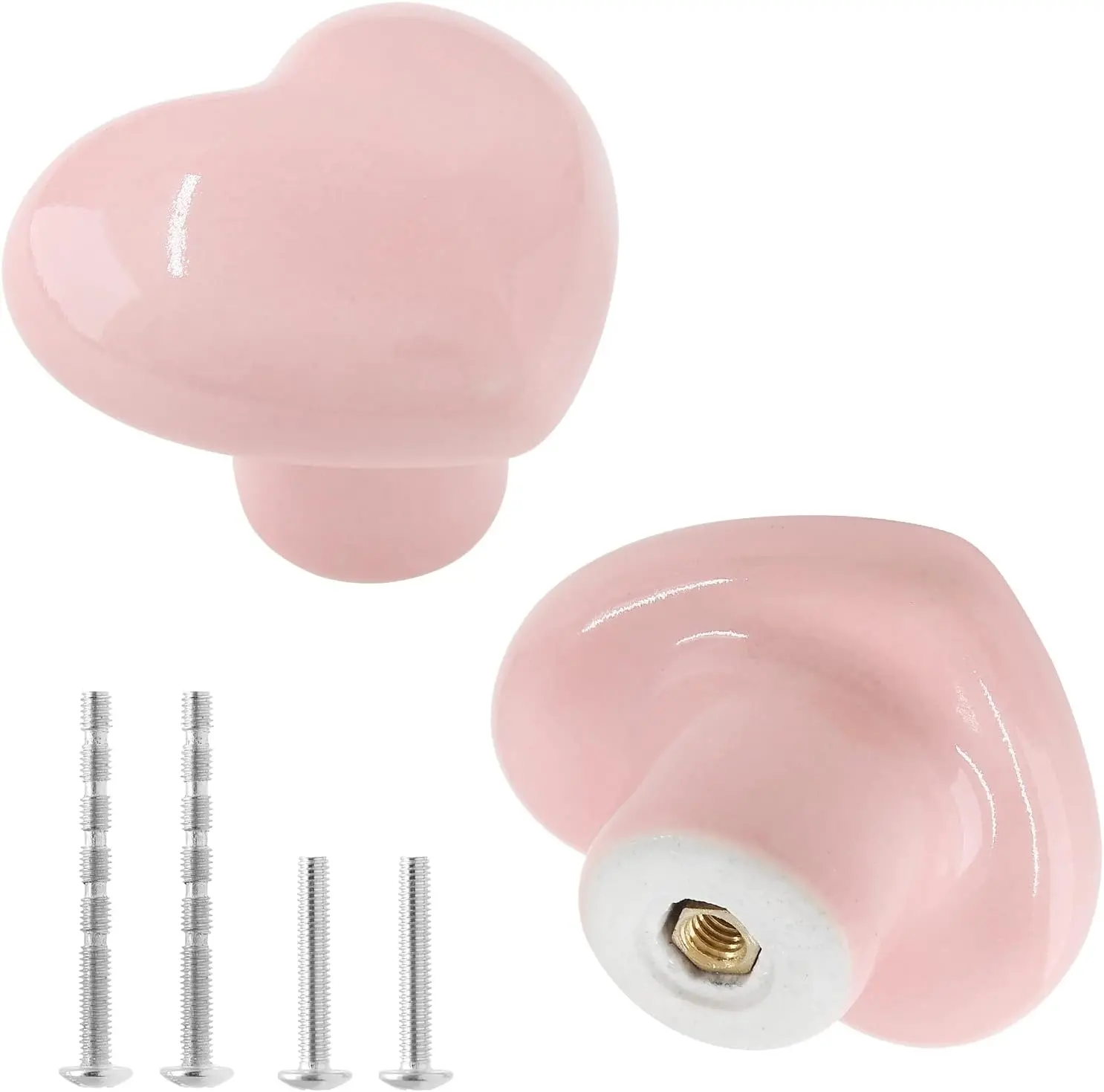 2 count Ceramic Cabinet Knobs -  Heart Shaped Drawer Pulls for  & Girls Bedroom, Kitchen & Closet Cupboards