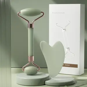Dual-Ended Rose Quartz & Jade Roller & Gua Sha Set – Premium tools for face & eyes to reduce puffiness & smooth wrinkles – Perfect self-care gift