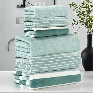 Bathroom Premium Towel Set, 6 Counts/set Including 3 Bath Towels & 3 Washcloths, Soft Comfortable Towel Set for Shower, Fitness, Hotel, Sauna