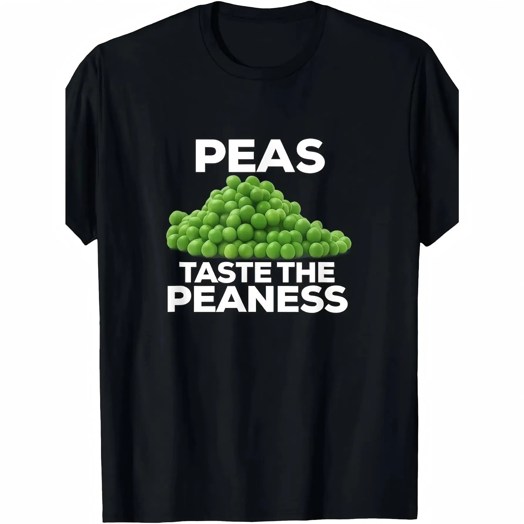 Funny Peas Food Pun Graphic T-Shirt, Green Pea Meme Humor Tee, Unisex Quirky Food Lover Shirt
