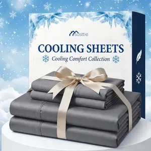 COOLING bed sheet,Extra Deep Pocket Bamboo Fiber Sheets Set - Breathable & Cooling Bed Sheets - Hotel Luxury Bed Sheet Set - Soft, Wrinkle Free & Comfy - Easily Fits Extra Deep Mattresses..Children Pillowcases, Flat Sheet And Fitted Sheet