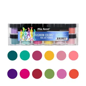 12PC Fashion Color Nail Art Powder Collection, Acrylic Powders for Nail Art Design