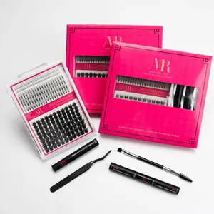 D-Curl Cluster Eyelash Set ,Easy to Apply for Beginners, Full Set Included, Naturally Enlarge Eyes, 3D Effect Soft Thin Base Non Irritating for DIY Dramatic Volume Reusable Easy Apply False Eyelashes