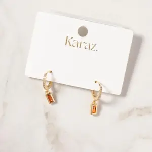 Karaz Amber Glow Mini Hoop Earrings - Elegant Gold-Tone Hoops with Amber Accents for Everyday Wear