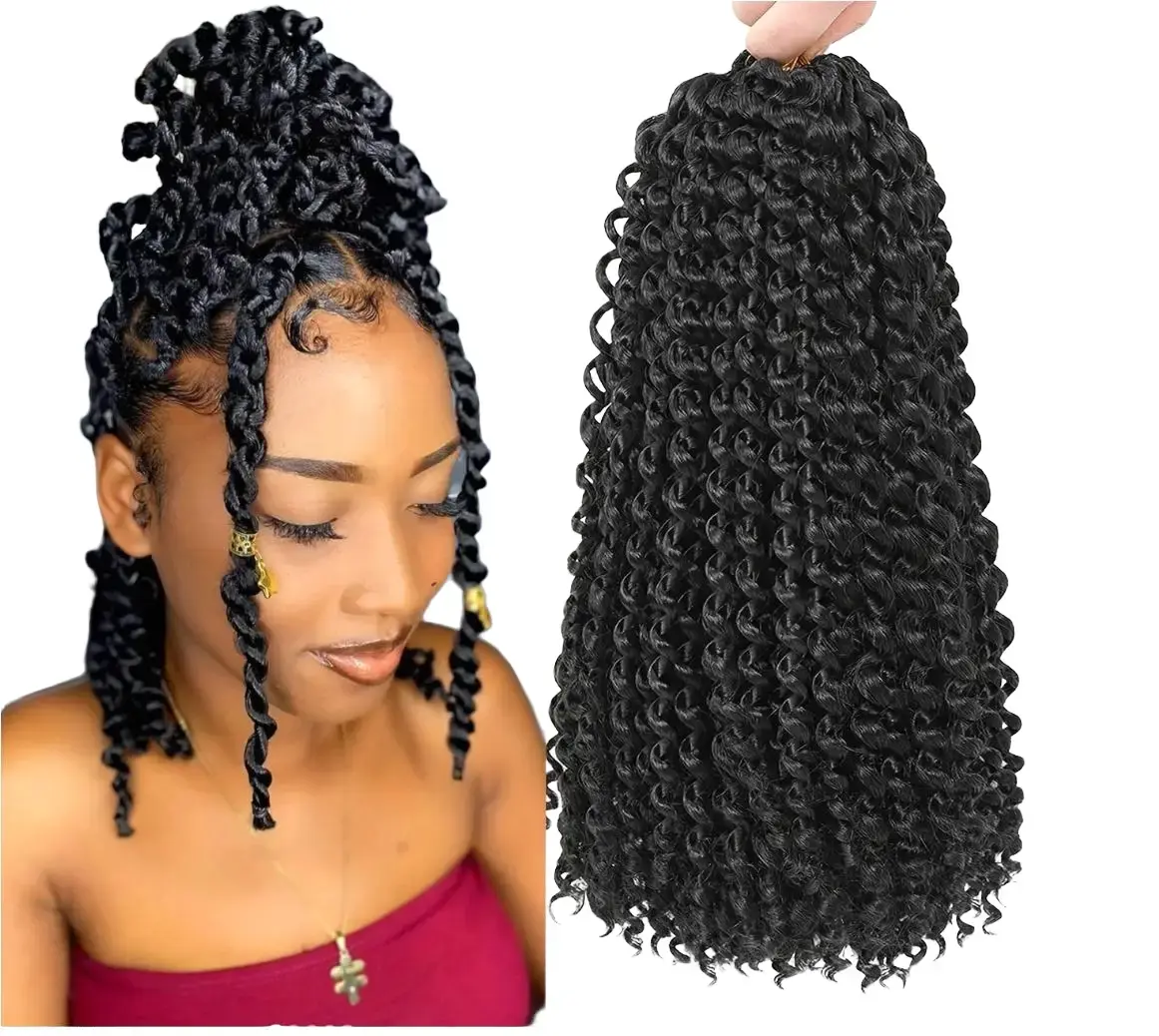 18 Inch Passion Twist Hair 7 Packs Boho Crochet Braids Water Wave Curly Extensions for Women Trendy Holiday Hairstyles Christmas Gifts Party Hair Daily Festival Look Loose Wave