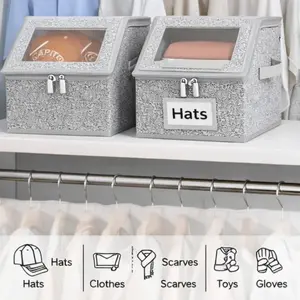 Stackable Baseball Cap Storage Box for 24 Caps, Organizer for Hats, Durable Cardboard Organizer for Men, Classic Style Closet Organizer