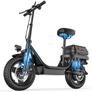 GQ8- Electric scooter with 740W motor power, 30-mile long range, with a 48V, 15AH battery, hydraulic shock absorption system, large rear storage basket, perfect as a Christmas gift