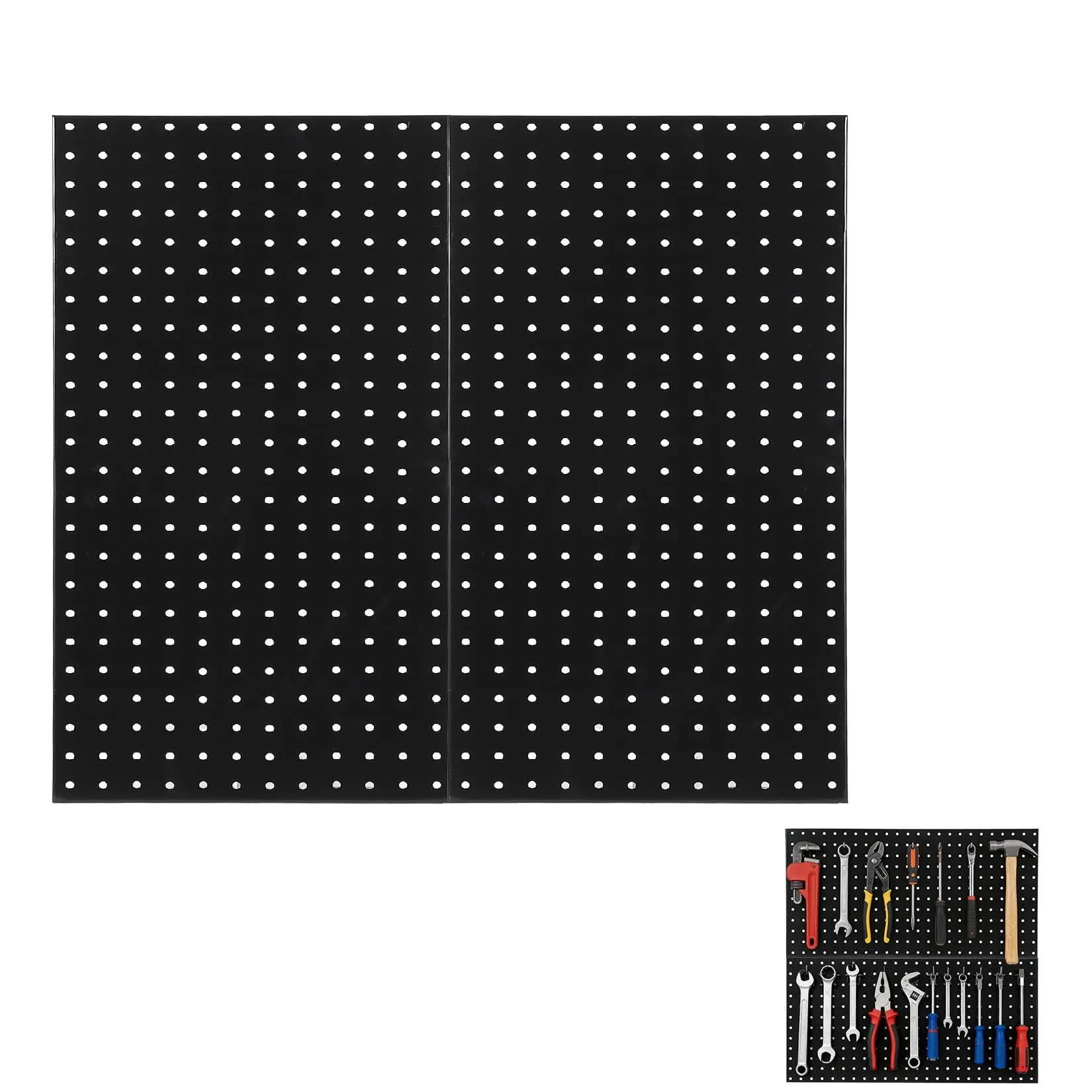 Garvee 2 PCS Metal Pegboard Panels, 24"X24" Peg Board Wall Organizer with Flexible Layout  for Garage Storage, Workshop, Kitchen and Craft Room Tool Organization