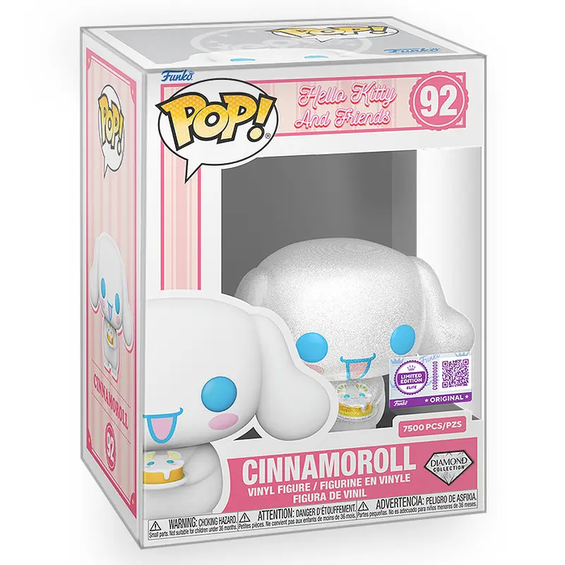 Funko POP Sanrio: Hello Kitty & Friends - Cinnamoroll Diamond Glitter (7,500 Pieces Limited Edition) Exclusive Vinyl Figure with Epic Collectibles Premium Box Protector Included