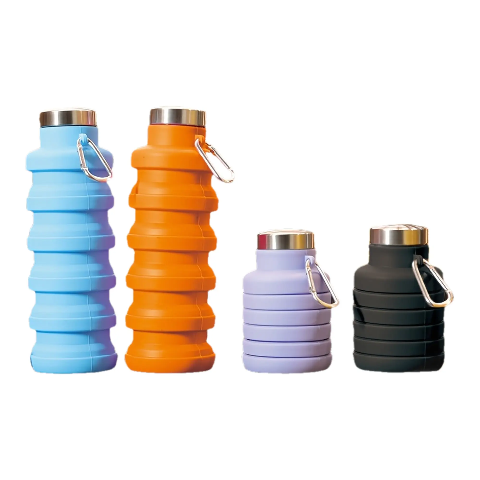 Grinkwell 16oz Collapsible Silicone Water Bottle - Portable, Leakproof & Reusable, BPA-Free for Travel, Camping, Hiking & Sports