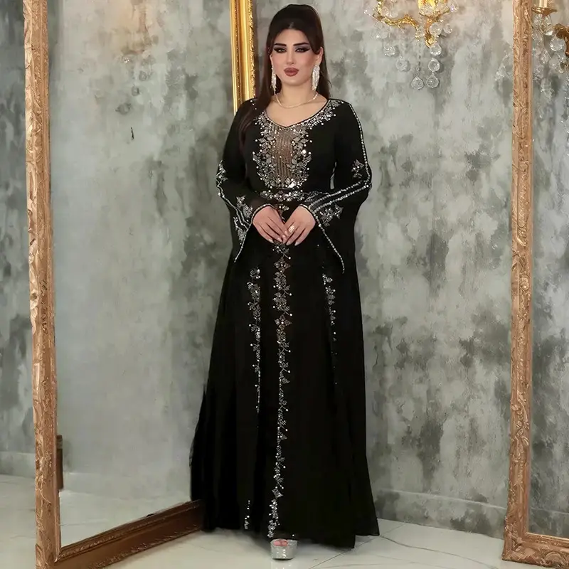 Women's African Muslim Abaya Dress - Dubai Luxury 2026 Caftan Marocain, Djellaba Kimono Robe, Elegant Formal Dresses for Women, Modest Summer Evening Party Wear