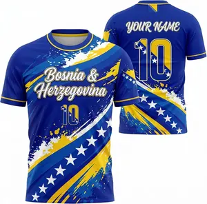 [Custom Name & Number] Custom Bosnia Soccer Jersey - Bosnia National Team Sports Jerseys, Proud Bosnian T-Shirt Game Day Soccer Fan Gifts