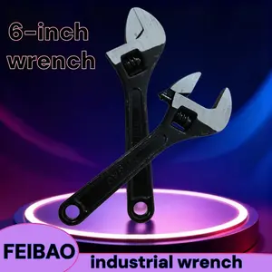Feibao 6 Inch Adjustable Wrench, Chrome Vanadium Steel, Ideal for Home and Car Repair, Tighten or Loosen Bolts and Nuts