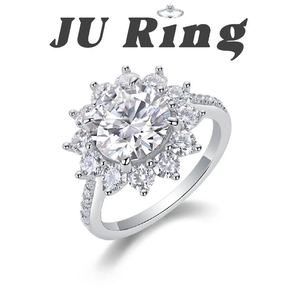 #16 (Round Cut Sunburst) 3 ct S925 Sterling Silver Lab-Grown Moissanite VVS1 D Main Ring  Gifts for Women Stacks Engagement Wedding Rings Bridal Rings