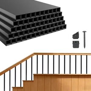 Summervibes VEVOR 125 Pack Deck Balusters, 3/4 in Squarex 26 in Long Aluminum Railing Spindles, Hollow Metal Decking Stair Balusters with Connectors, Screws, for Deck, Porch Staircase Railing Fence, Black