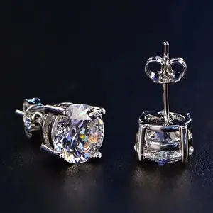 4MM/5MM/6MM zircon four-claw earrings for men and women, suitable for daily gifts