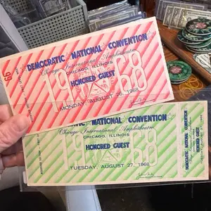 1968 Democratic National Convention Chicago Illinois Honored Guest Tickets August 26 27 1968