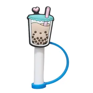 Cute Boba Tea Coffee Straw Covers Toppers Tumbler Charms Accessories
