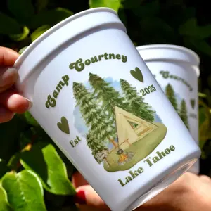 Custom Camp Bachelorette Party Cups, Personalized Outdoors Bach Cup, Lake Tahoe Party, Asheville Bach