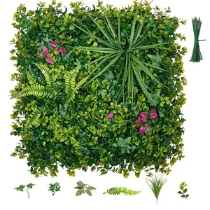 VEVOR Artificial Plant Wall, 12PCS 20 x 20 in Artificial Boxwood Panels, Greenery Backdrop Privacy Hedge Fence with Sun Protection, Fake Grass Wall Screen for Wedding, Indoor, Outdoor Garden, Backyar
