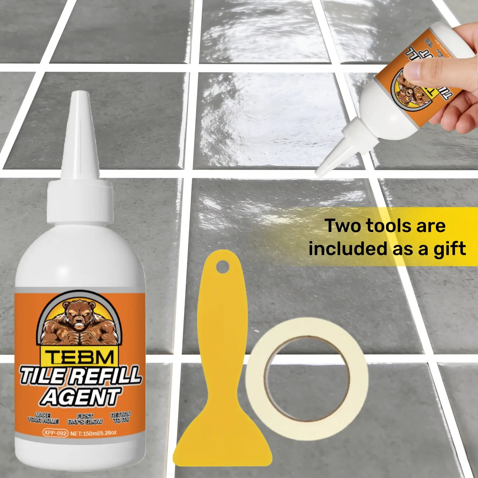 Tile Grout Repair Kit, Easy Application Tile Gap Filler & Sealer, Durable Waterproof Adhesive Sealant Solution for Tiles, Home Renovation Essentials