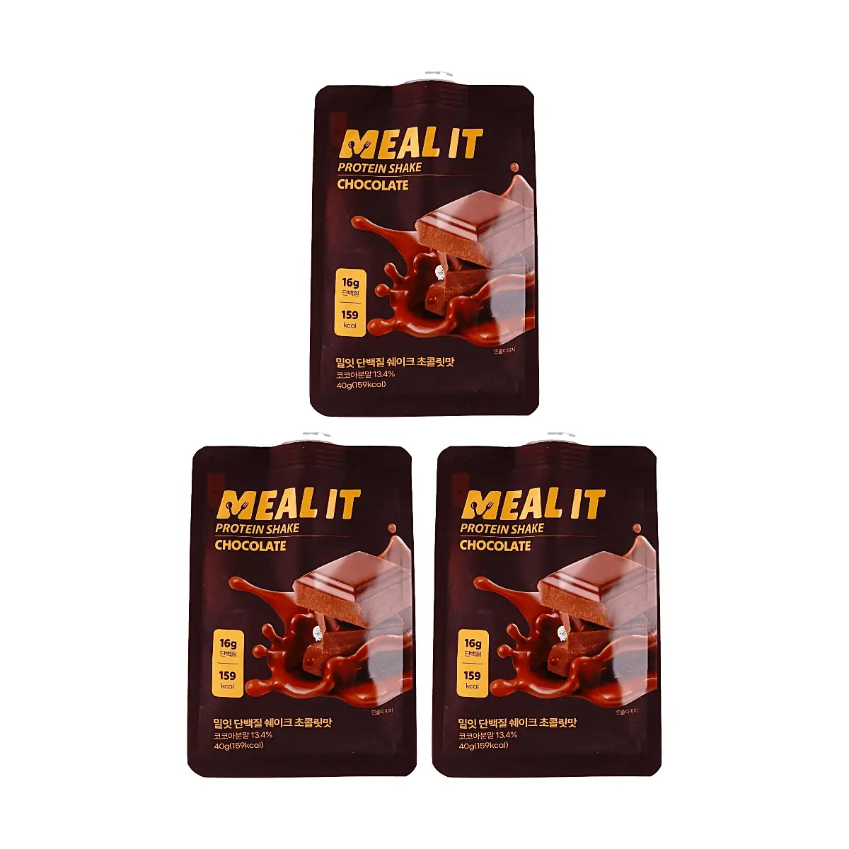 MEAL IT Korean Chocolate Protein Meal Replacement Shake Powder - 16g Protein, 40g Pack, 3-Pack Value Bundle for Fitness, , Fat Burning